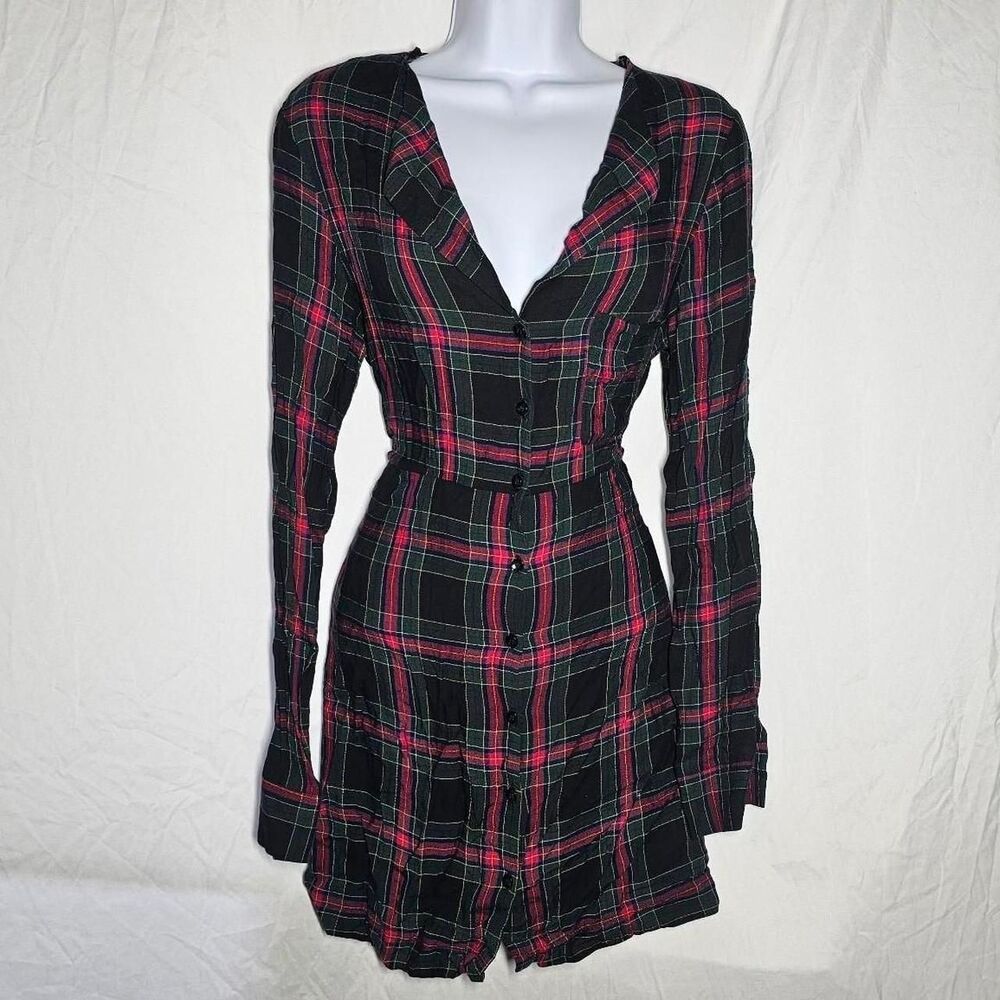 Zara plaid vintage neck a-line mini dress